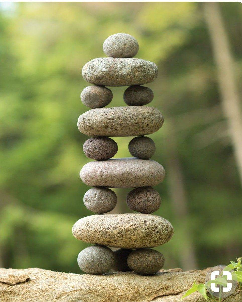 The Crabby Nook Rock Cairn Stacked Septuple Zen Garden Pile Natural