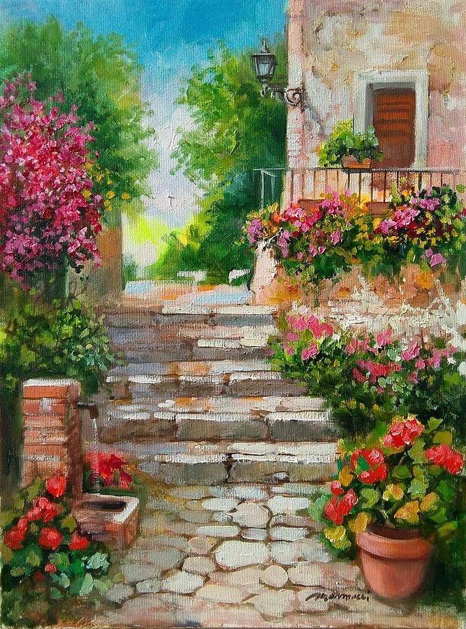 Italian Courtyard Tuscany Painting