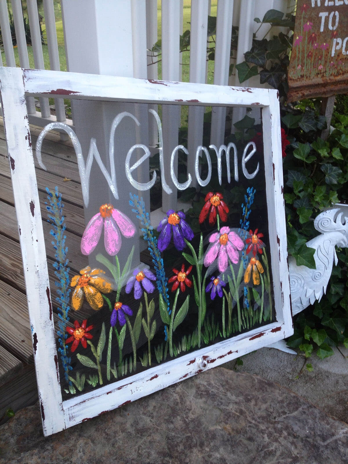 Hand Painted Slate Welcome Sign