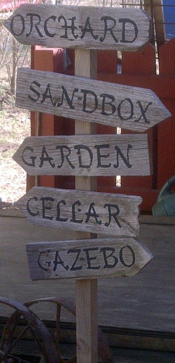 Whimsical Hand Painted Wooden Garden Sign