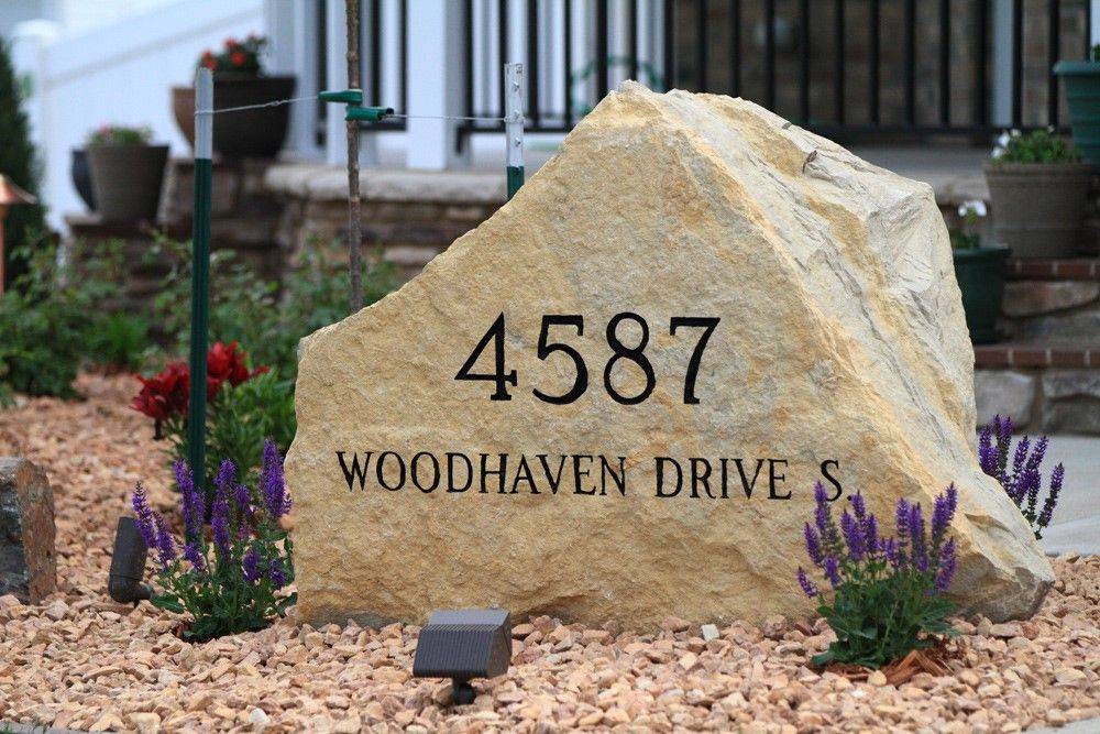 Address Stone Sign Engraved Rock Personalized Garden