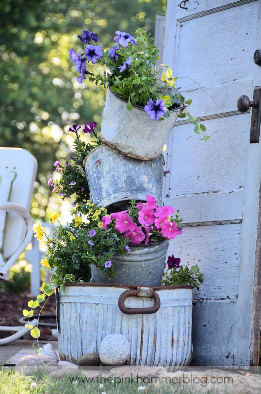 Large Rustic Metal Planter Outdoor Fall Aesthetic Garden