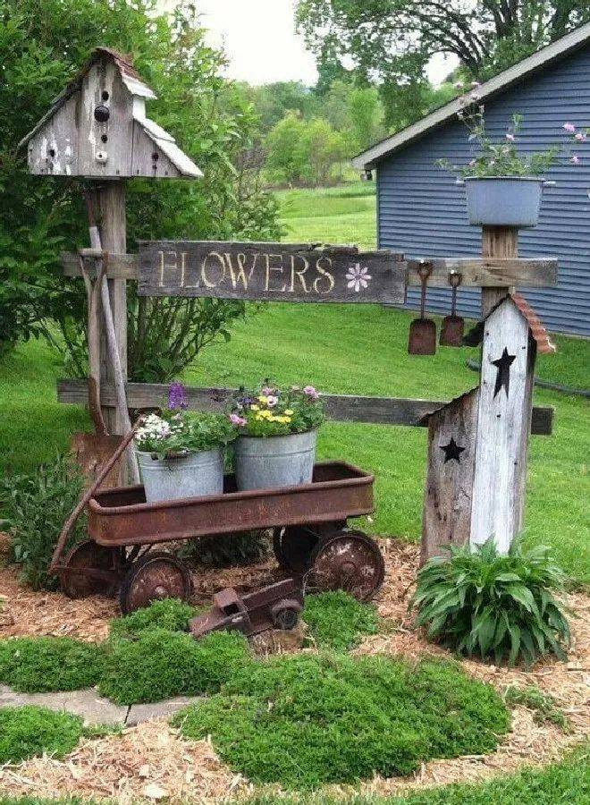 Rusty Garden Junk Art Ideas