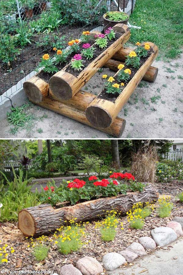 Log Garden Stump Planter