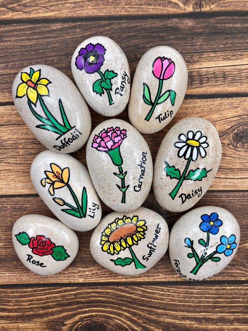 Colourful And Cheerful Flower Painted Rocks Painted Rocks
