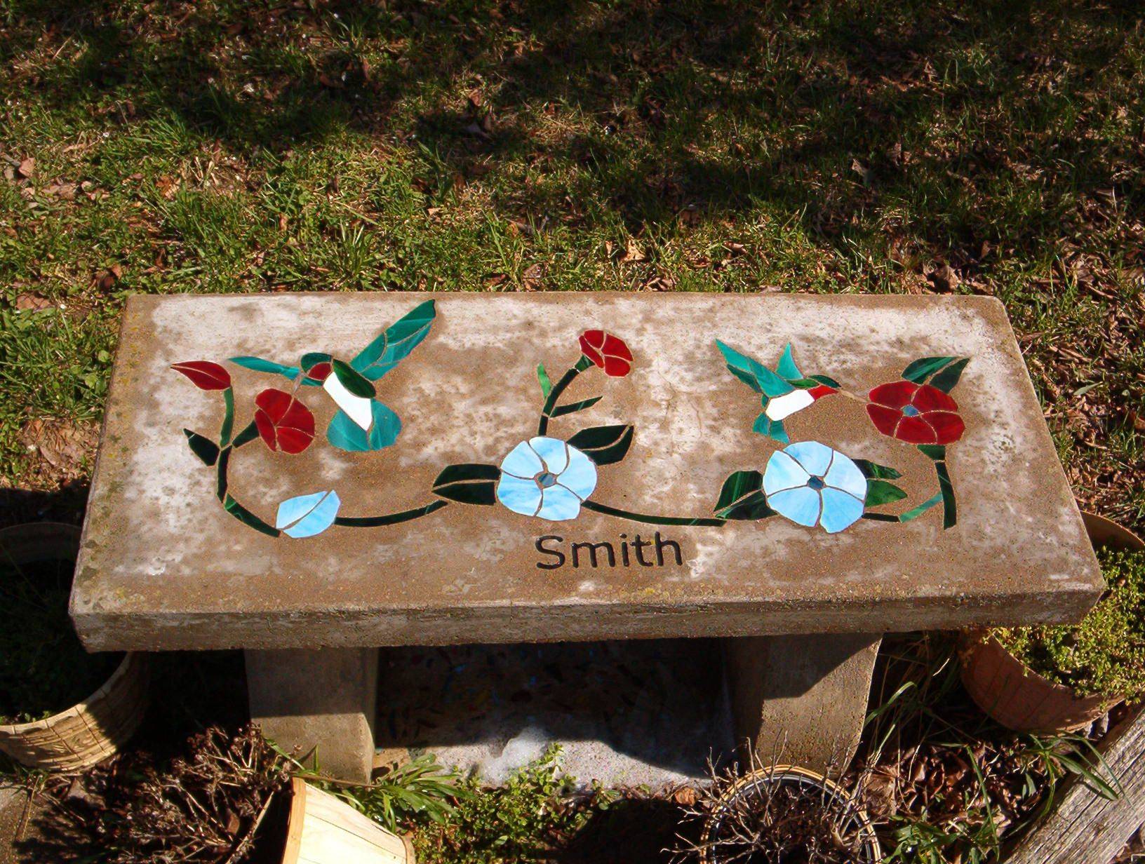 Mosaic Tile Top Concrete Bench