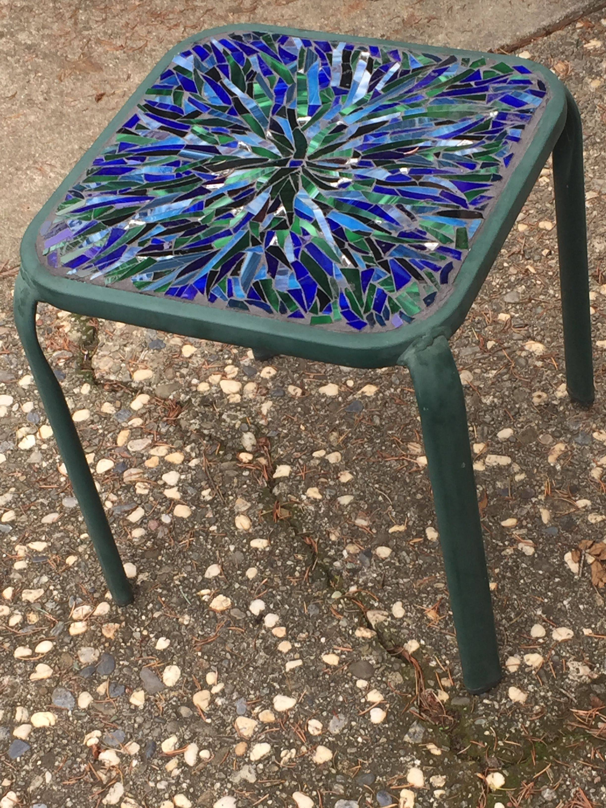 Mirrored Mosaic Bistro Table W Gallery Glass Paint Accents Table