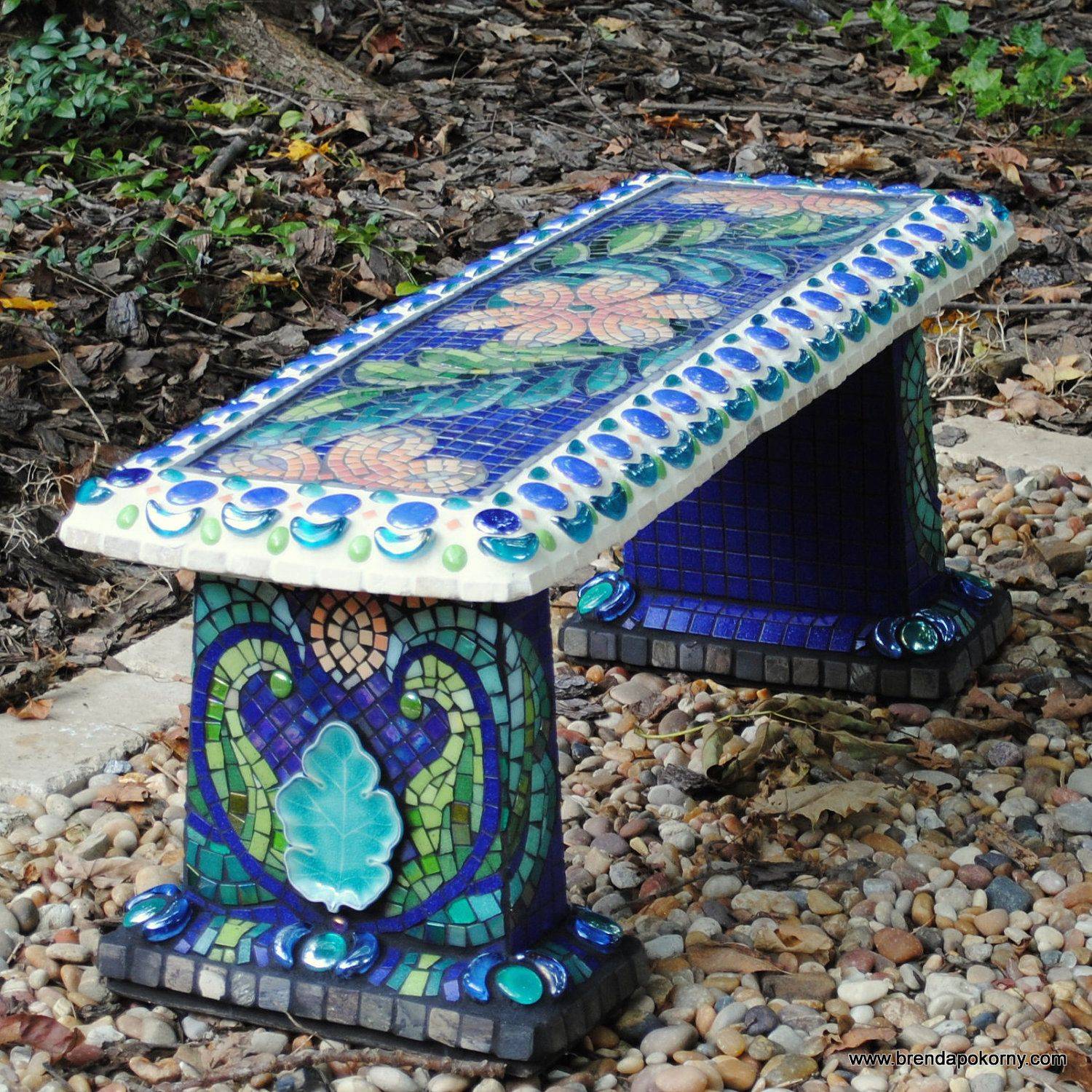 Stained Glass Concrete Bench