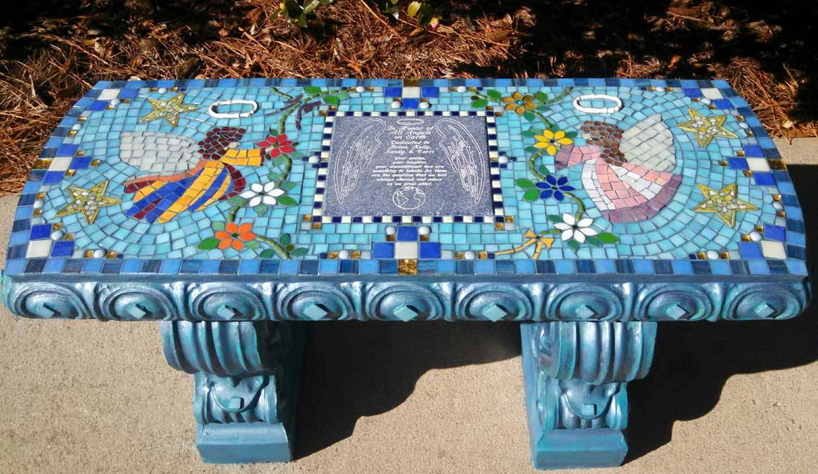 Mosaic Memorial Garden Benches Waters End Studio