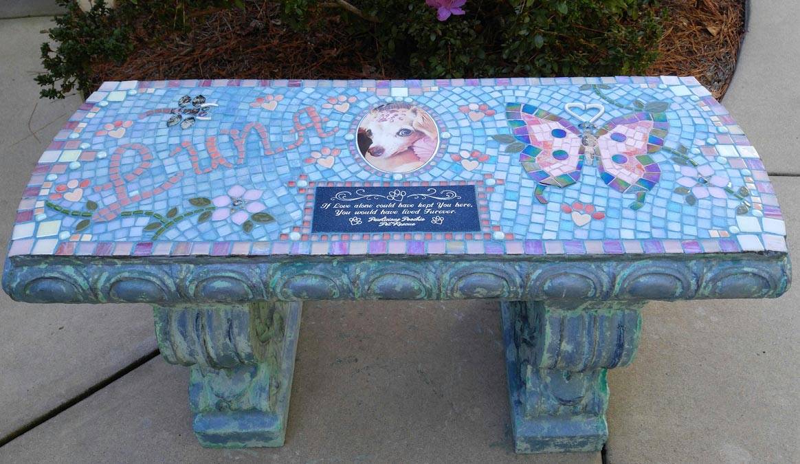 Mosaic Memorial Garden Benches Waters End Studio