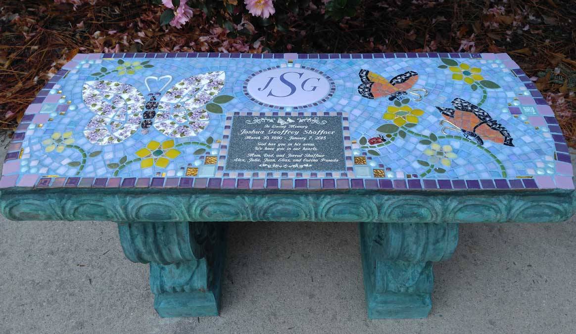 Mosaic Memorial Garden Benches Waters End Studio