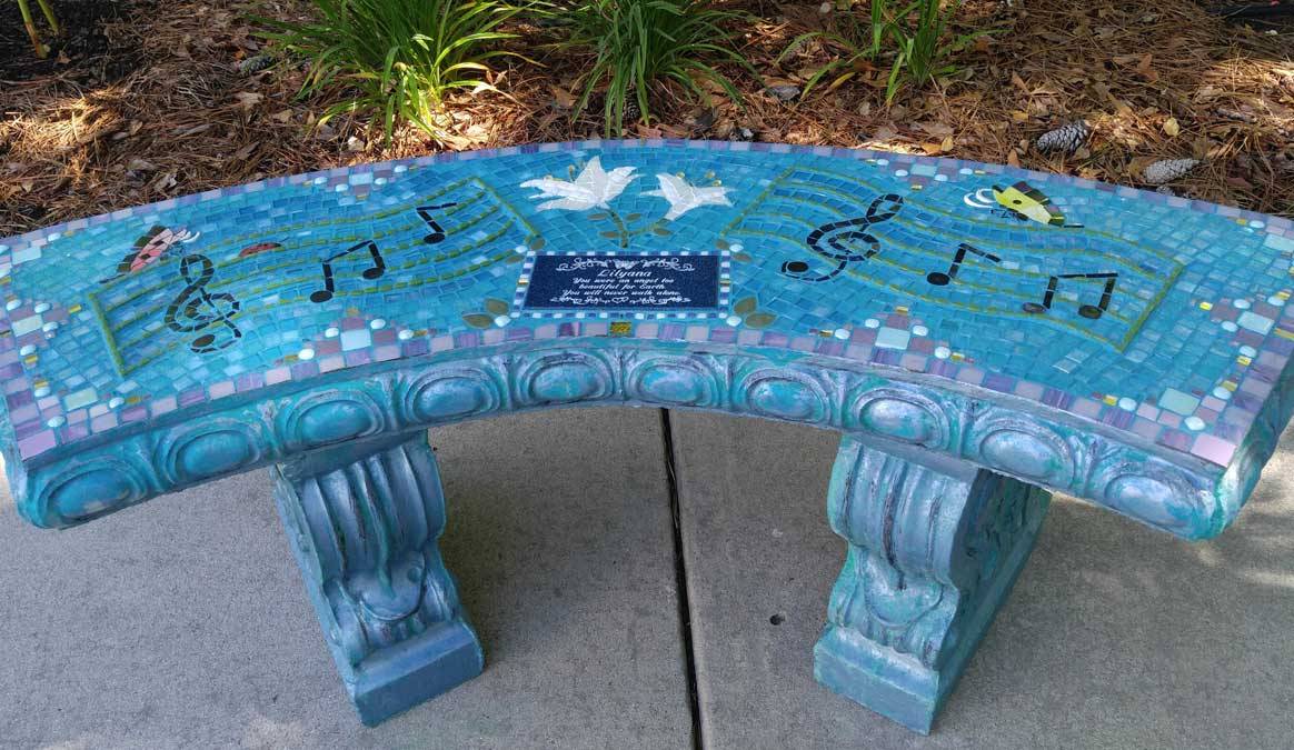 Mosaic Memorial Garden Benches Waters End Studio