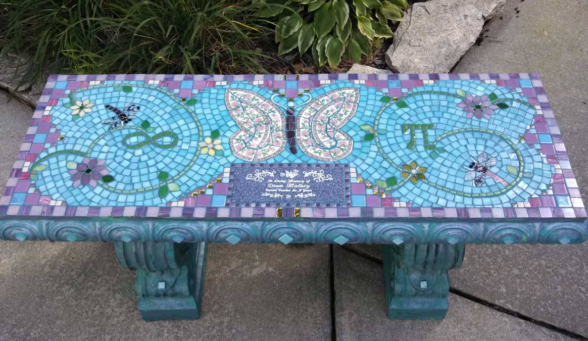 Mosaic Memorial Garden Benches Waters End Studio