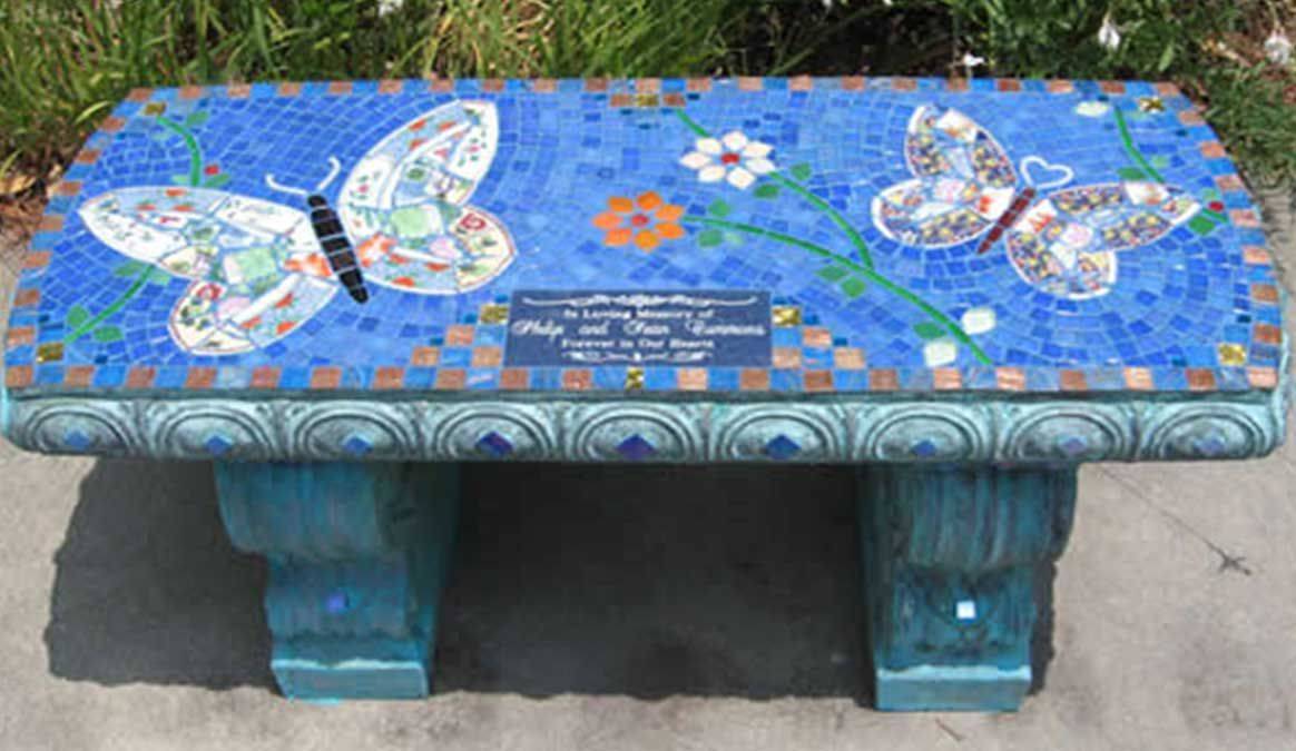 Mosaic Memorial Garden Benches Waters End Studio