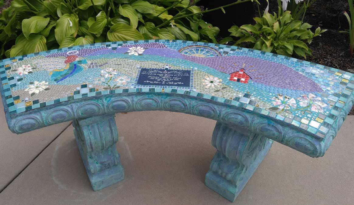 Mosaic Memorial Garden Benches Waters End Studio