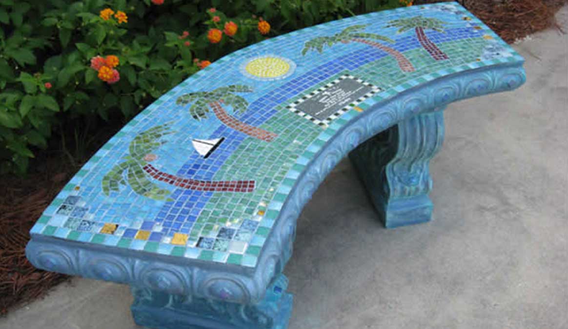 Mosaic Memorial Garden Benches Waters End Studio