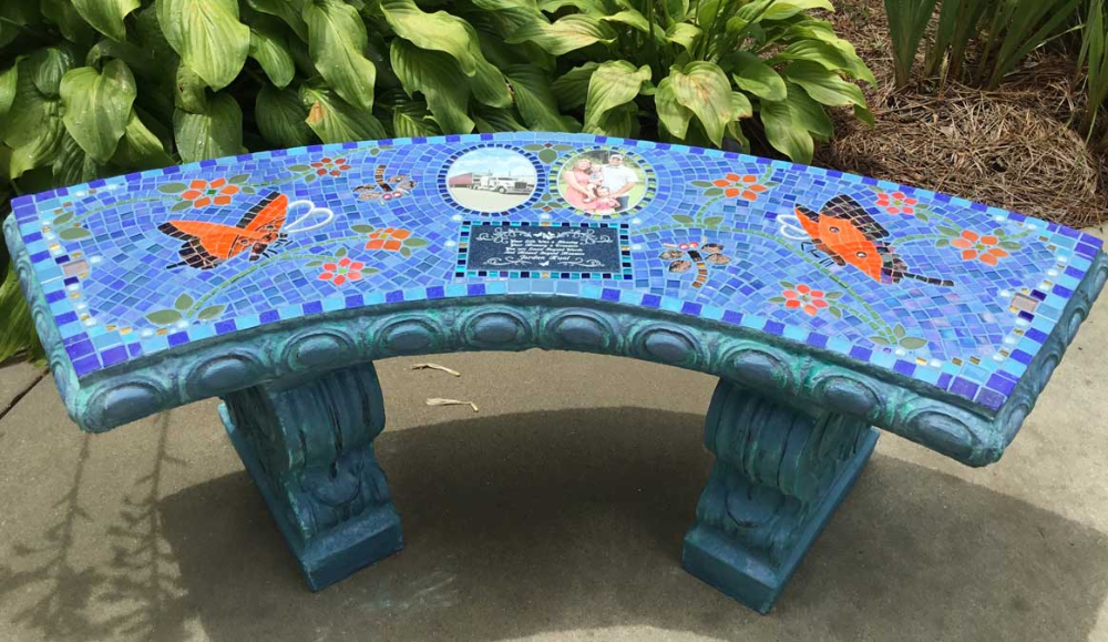 Paris Ii Mosaic Tile Iron Garden Bench