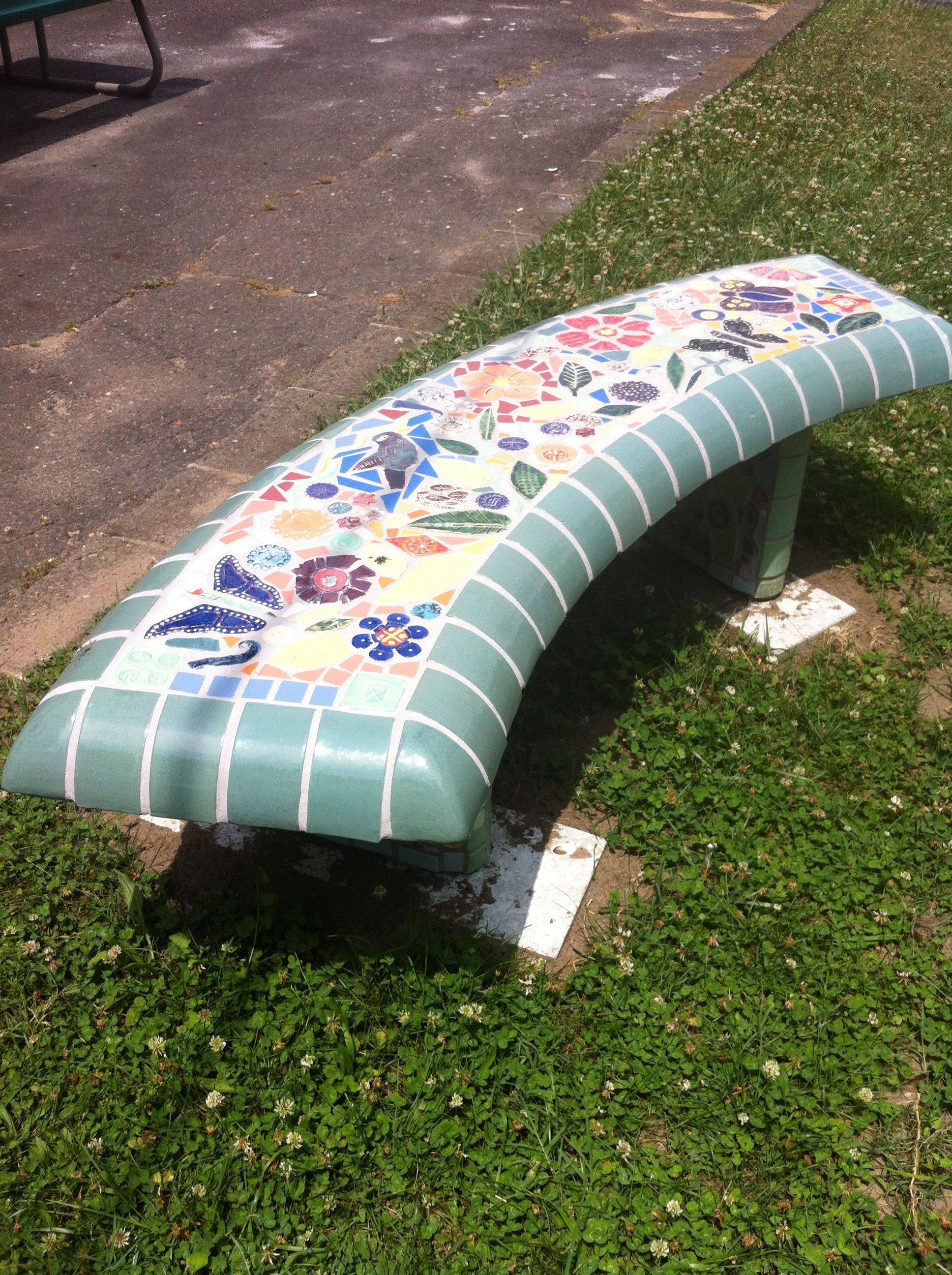 Cement Mosaic Bench Mosaic Garden