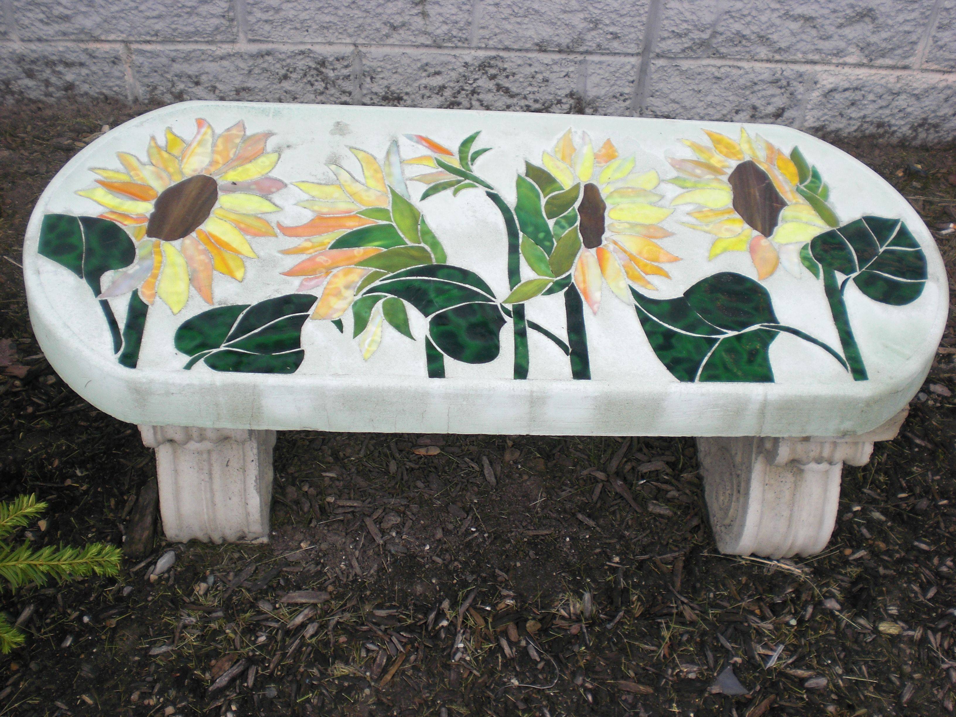 A Kind Mosaic Garden Bench Garden Accent