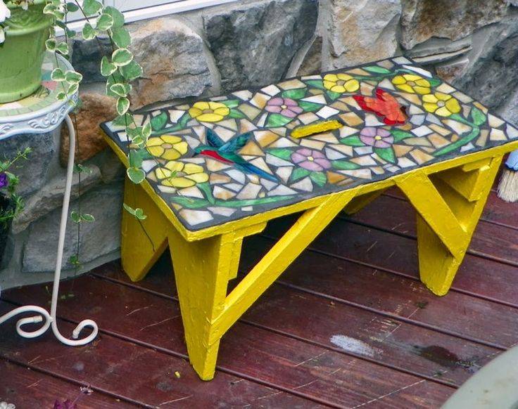 Mosaic Garden Benches Beads Pieces Mosaic Furniture