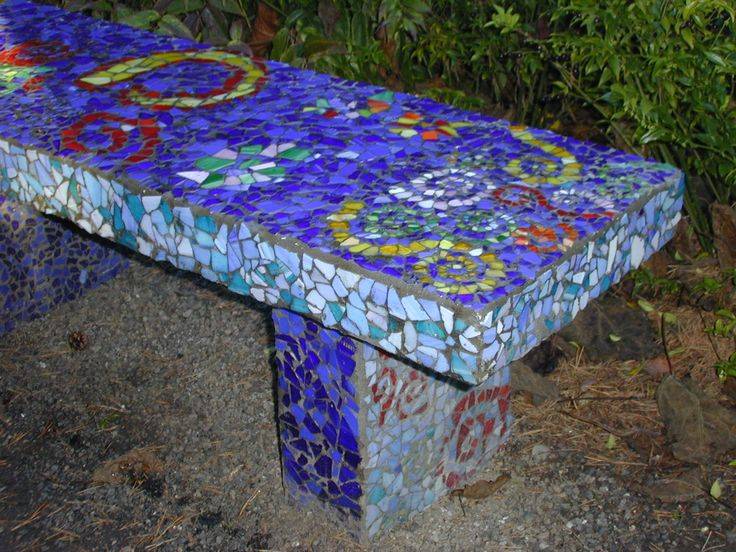 Stained Glass Mosaic Garden Bench