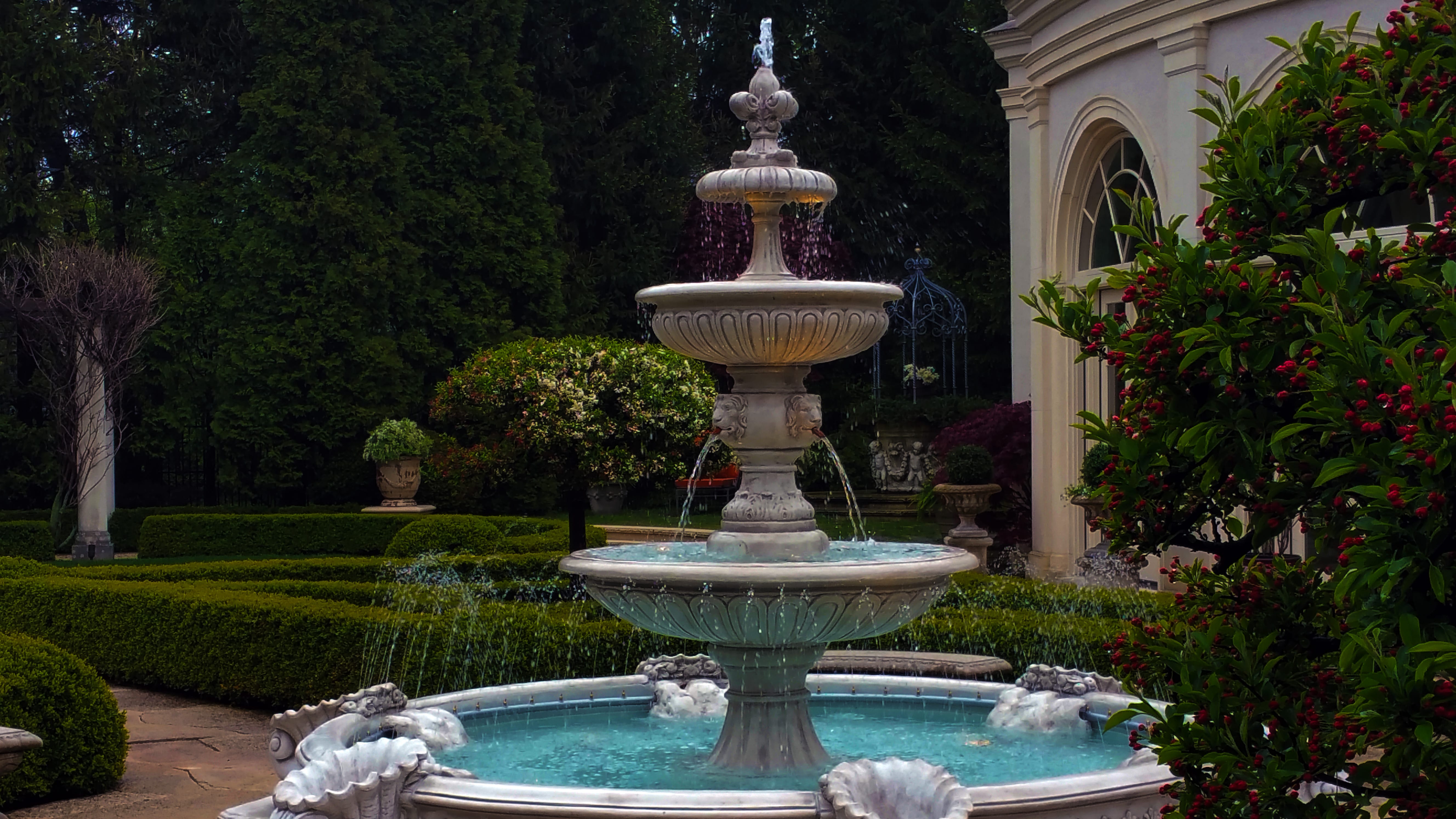 Knot Garden Italian Fountain Reflections Water Gardens
