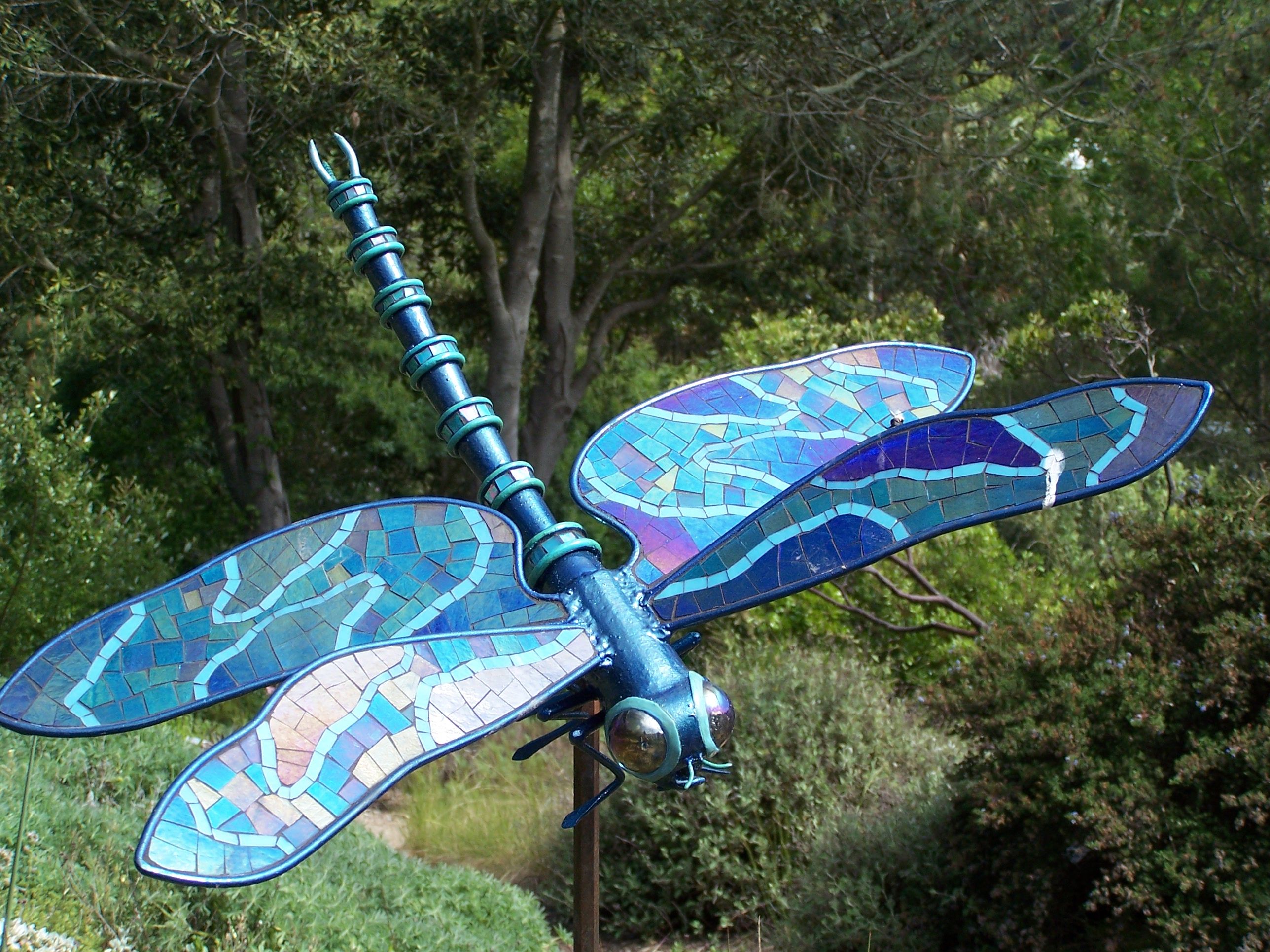 Metal Dragonfly Wall Decor Outdoor Garden Decorations Blue Etsy