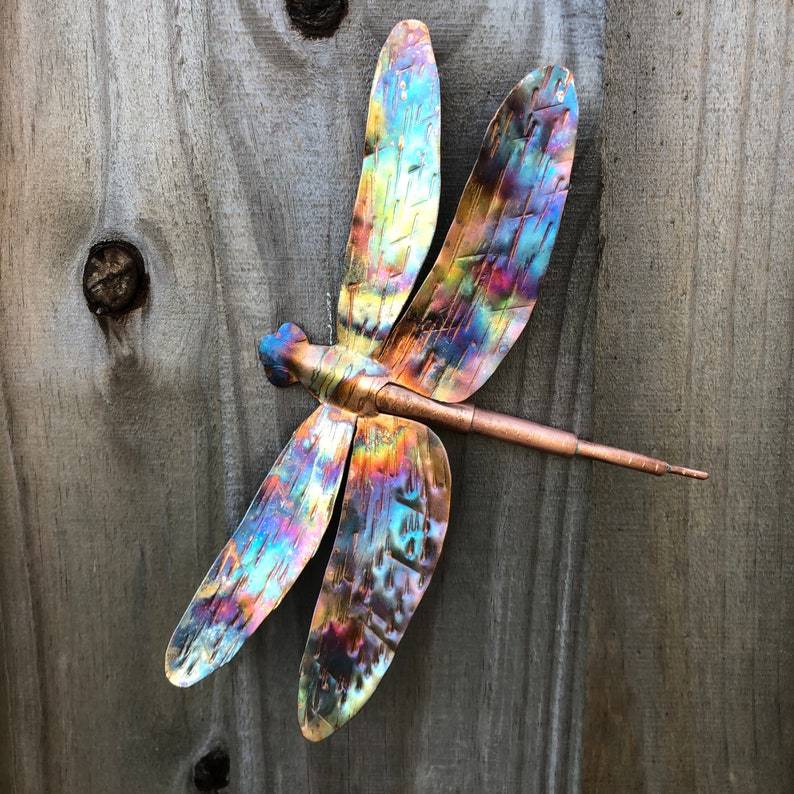 Dragonfly Copper Wall Hanging Metal Garden Yard Art Etsy