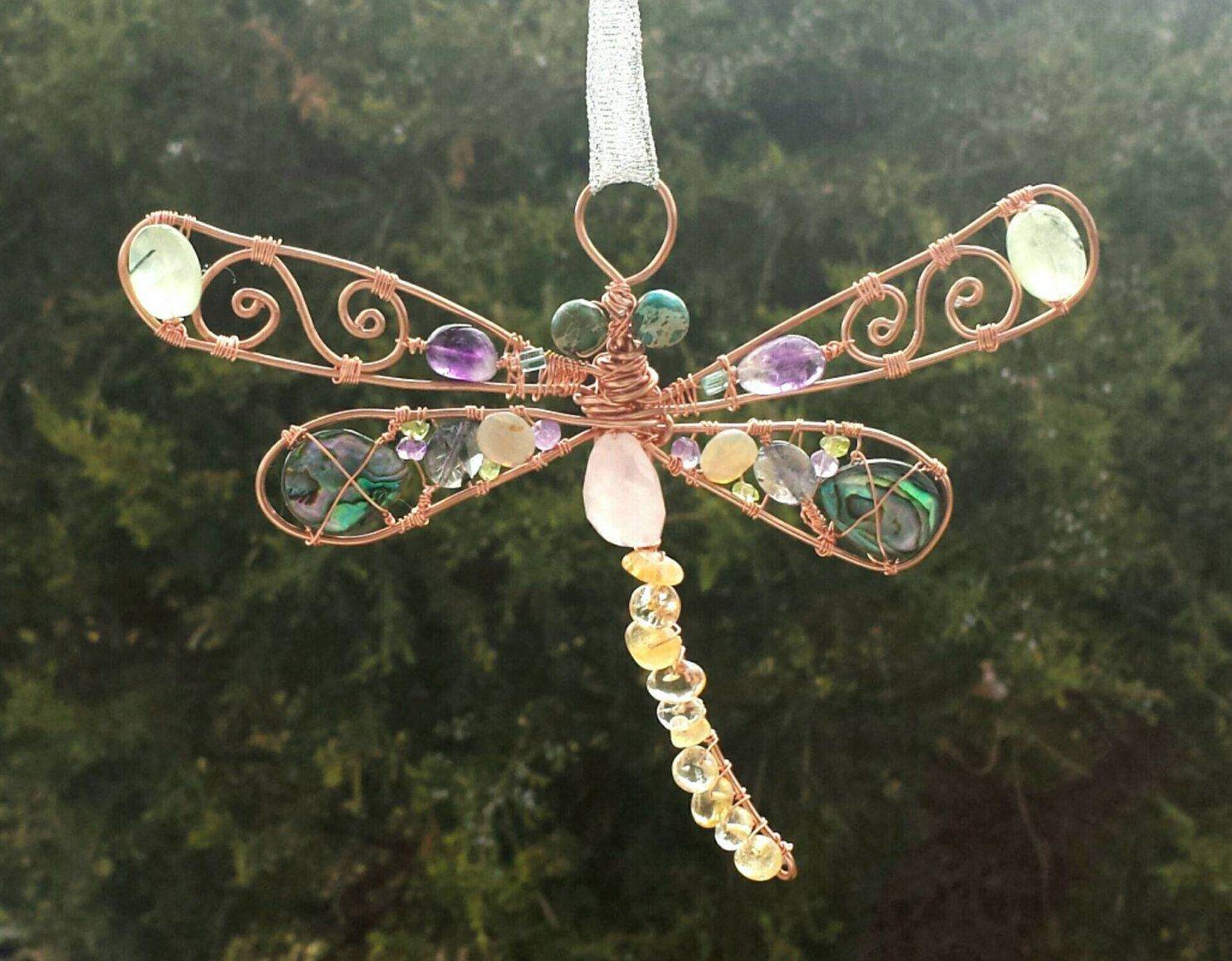 Dragonfly Copper Wall Hanging Metal Garden Yard Art Etsy