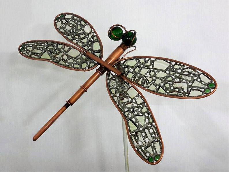 Large Dragonfly Garden Art Sculpture Copper