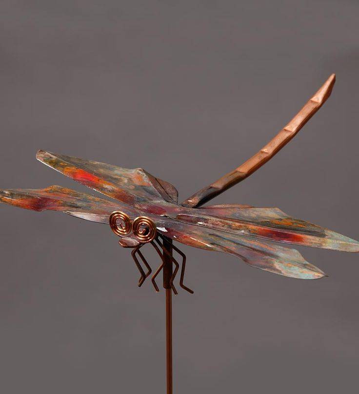 Large Dragonfly Garden Art Sculpture Copper