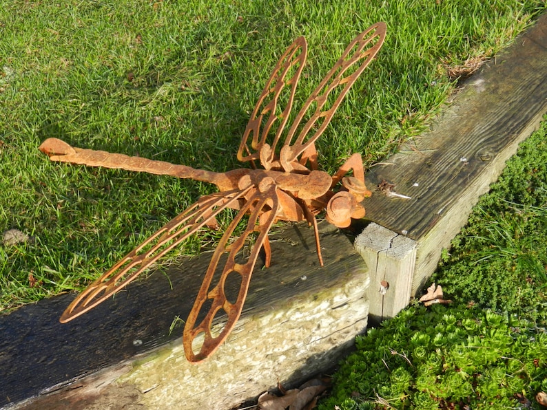 Dragonfly Garden Sculpture In Metal Garden Art