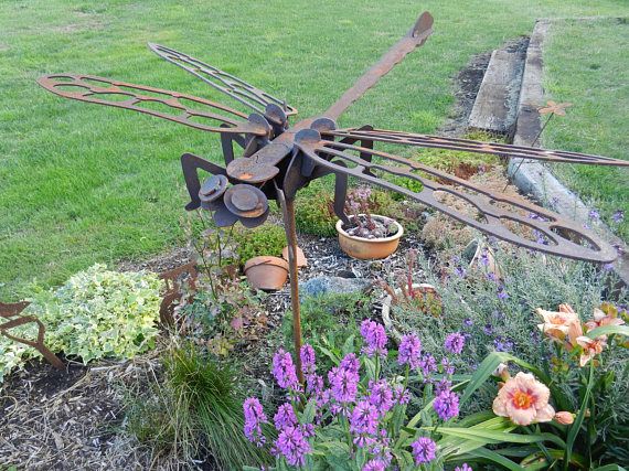 Metal Dragonfly D Wall Art Garden Sculpture Decoration Fence Ornaments