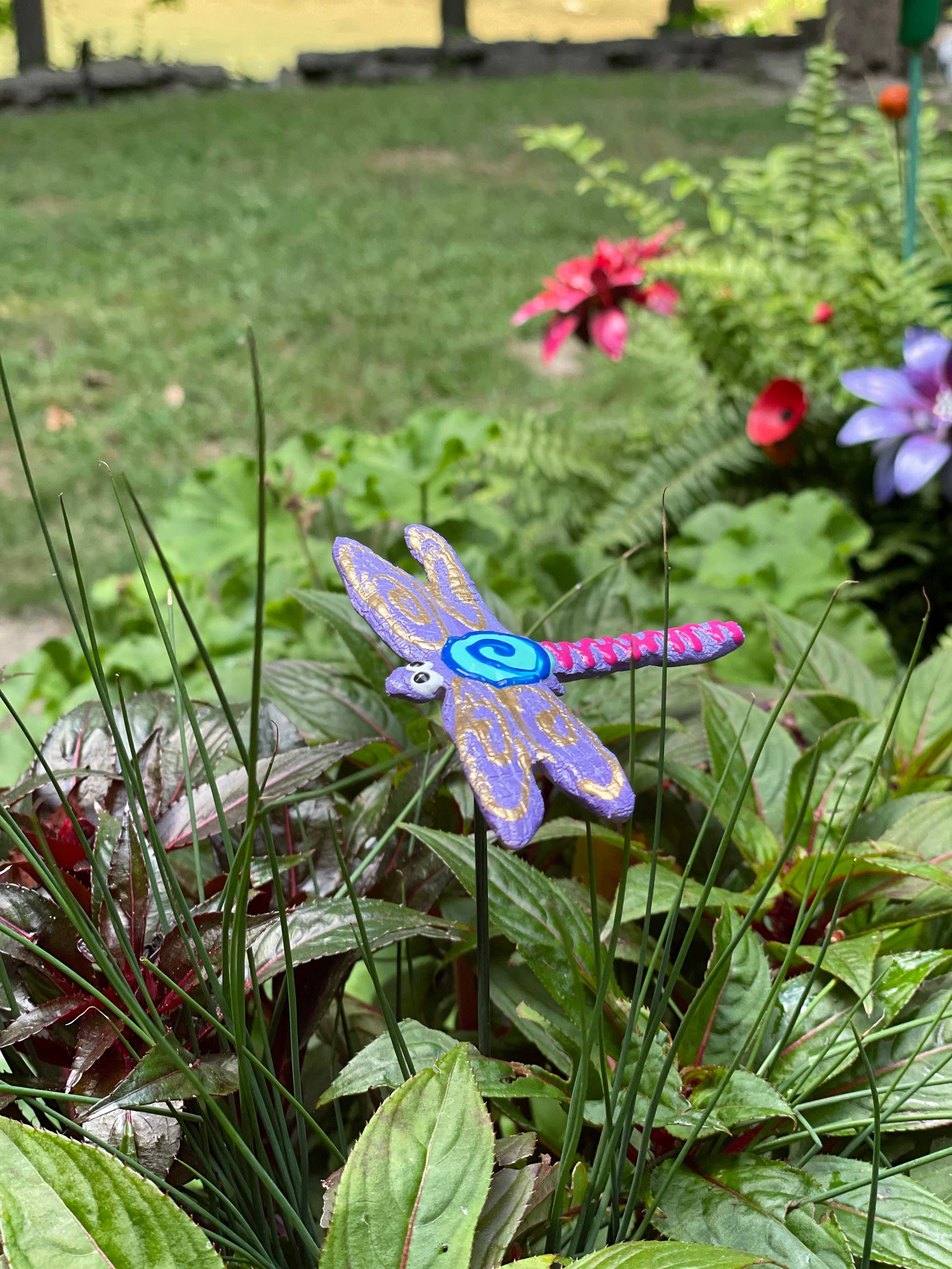 Ceramic Dragonfly Garden Stakes