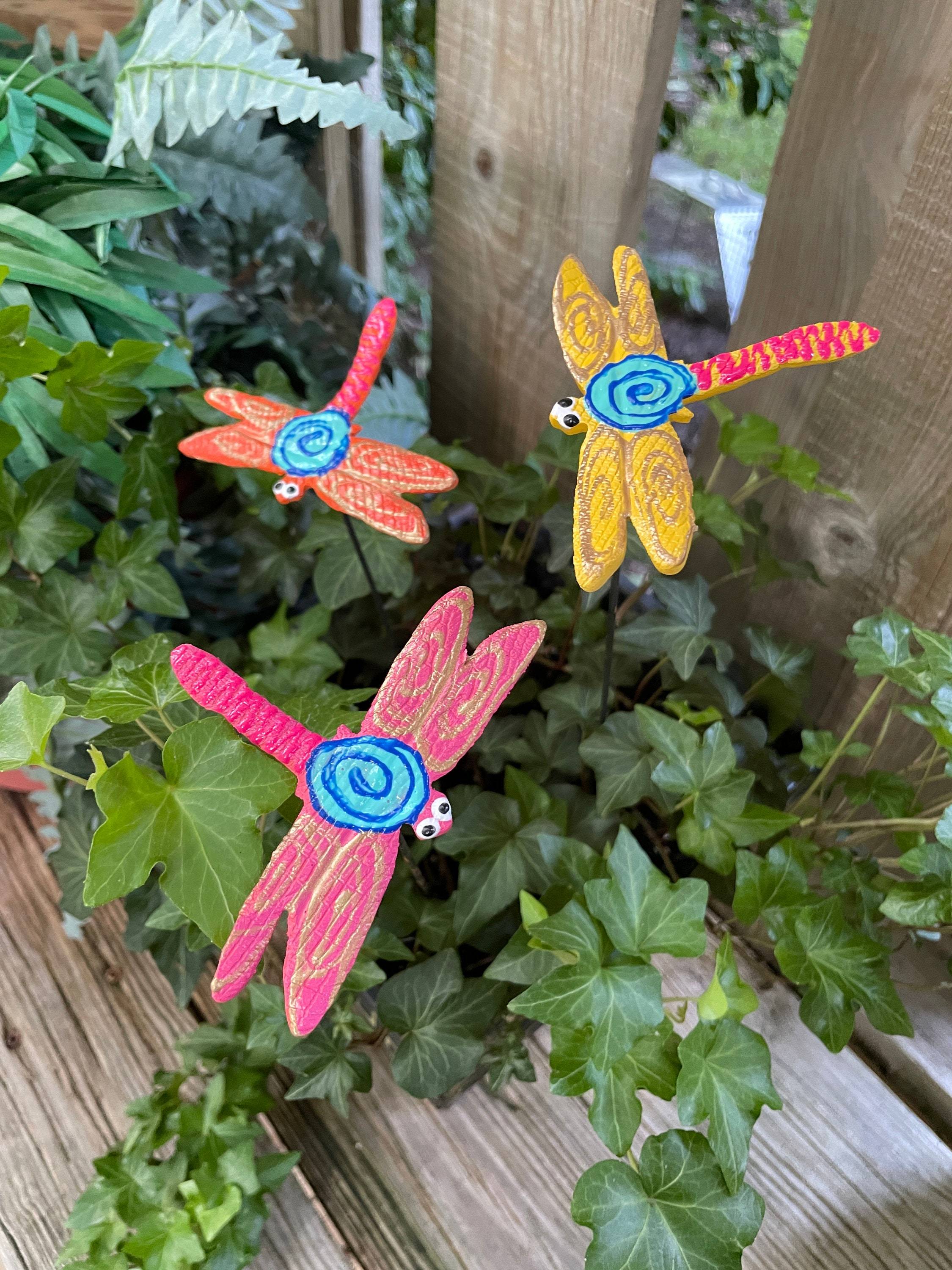 Ceramic Dragonfly Garden Stakes