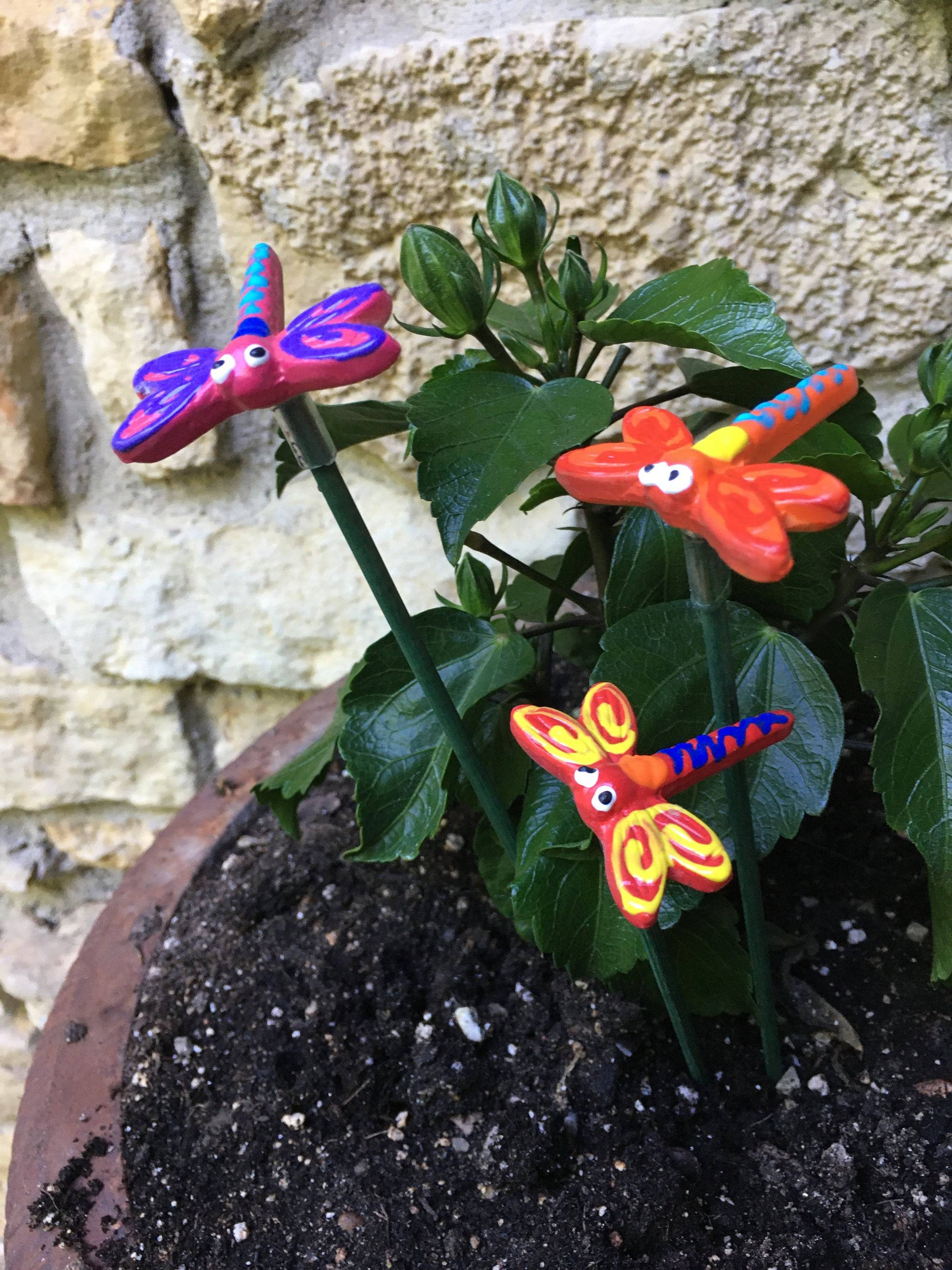 Ceramic Dragonfly Garden Stakes