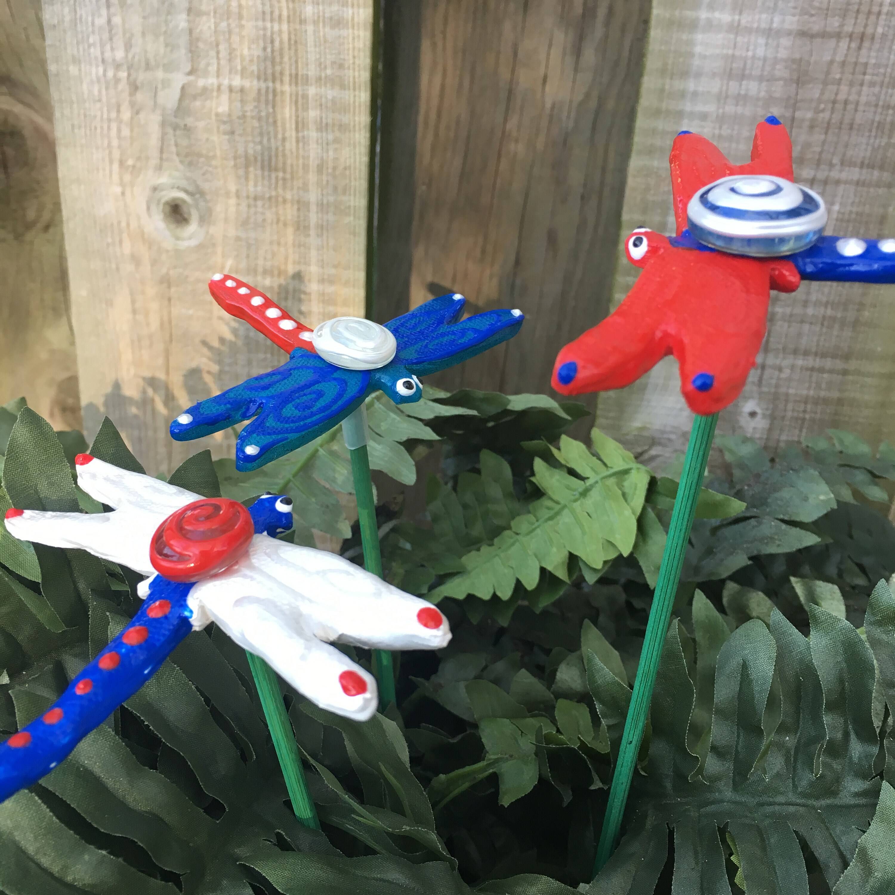 Ceramic Dragonfly Garden Stakes