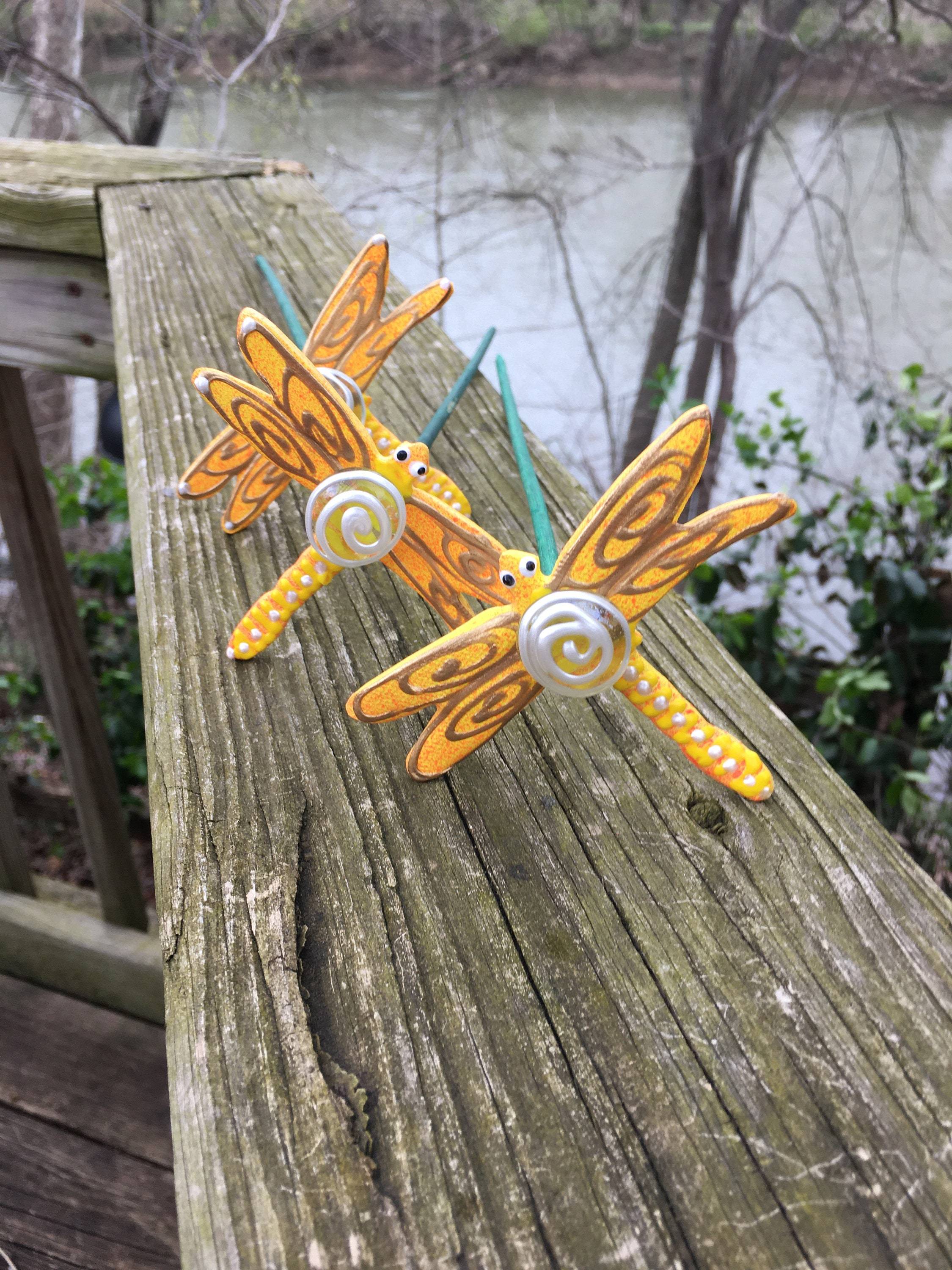 Ceramic Dragonfly Garden Stakes