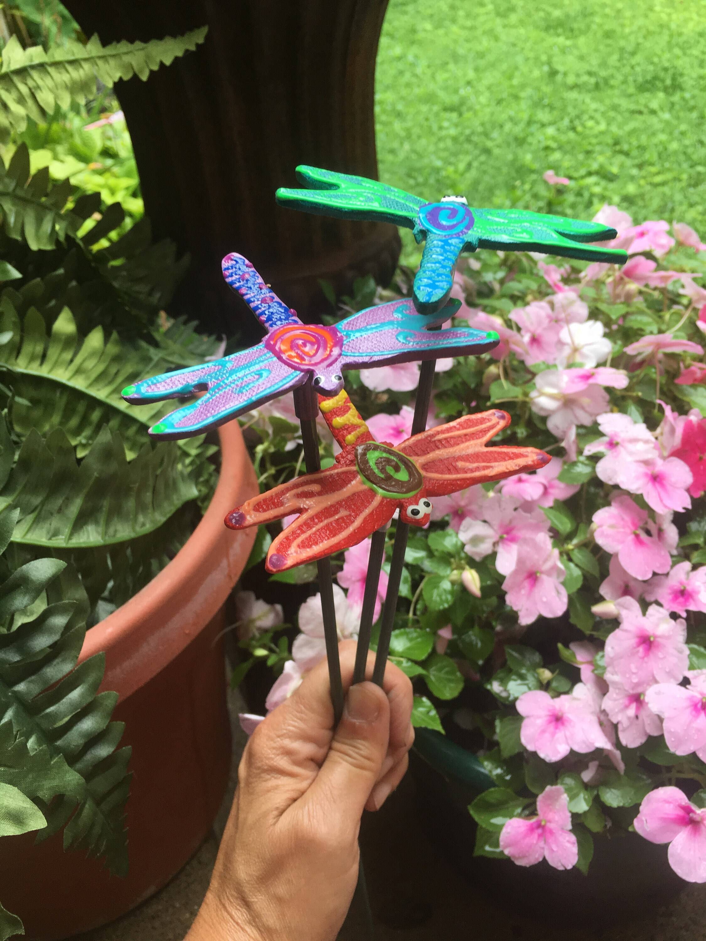 Ceramic Dragonfly Garden Stake