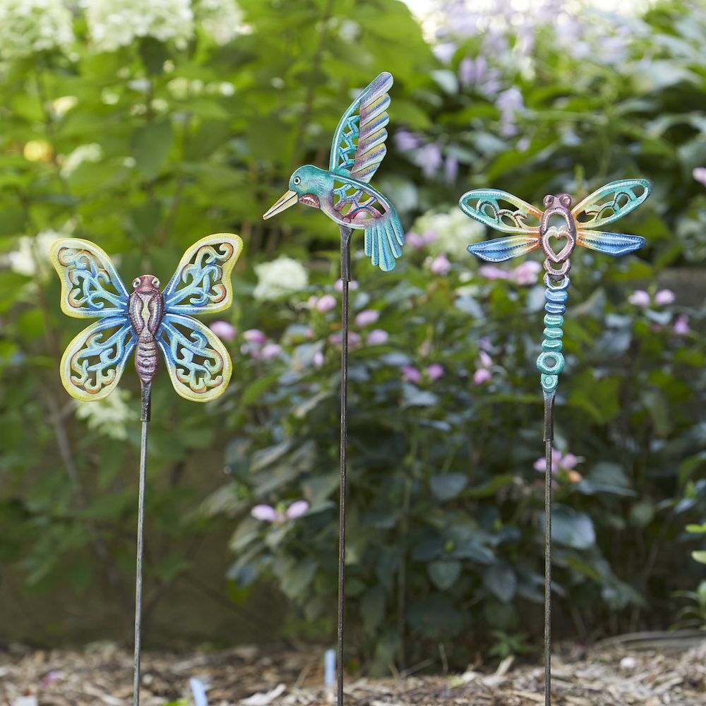 Floral Dragonfly Stake Fresh Garden Decor