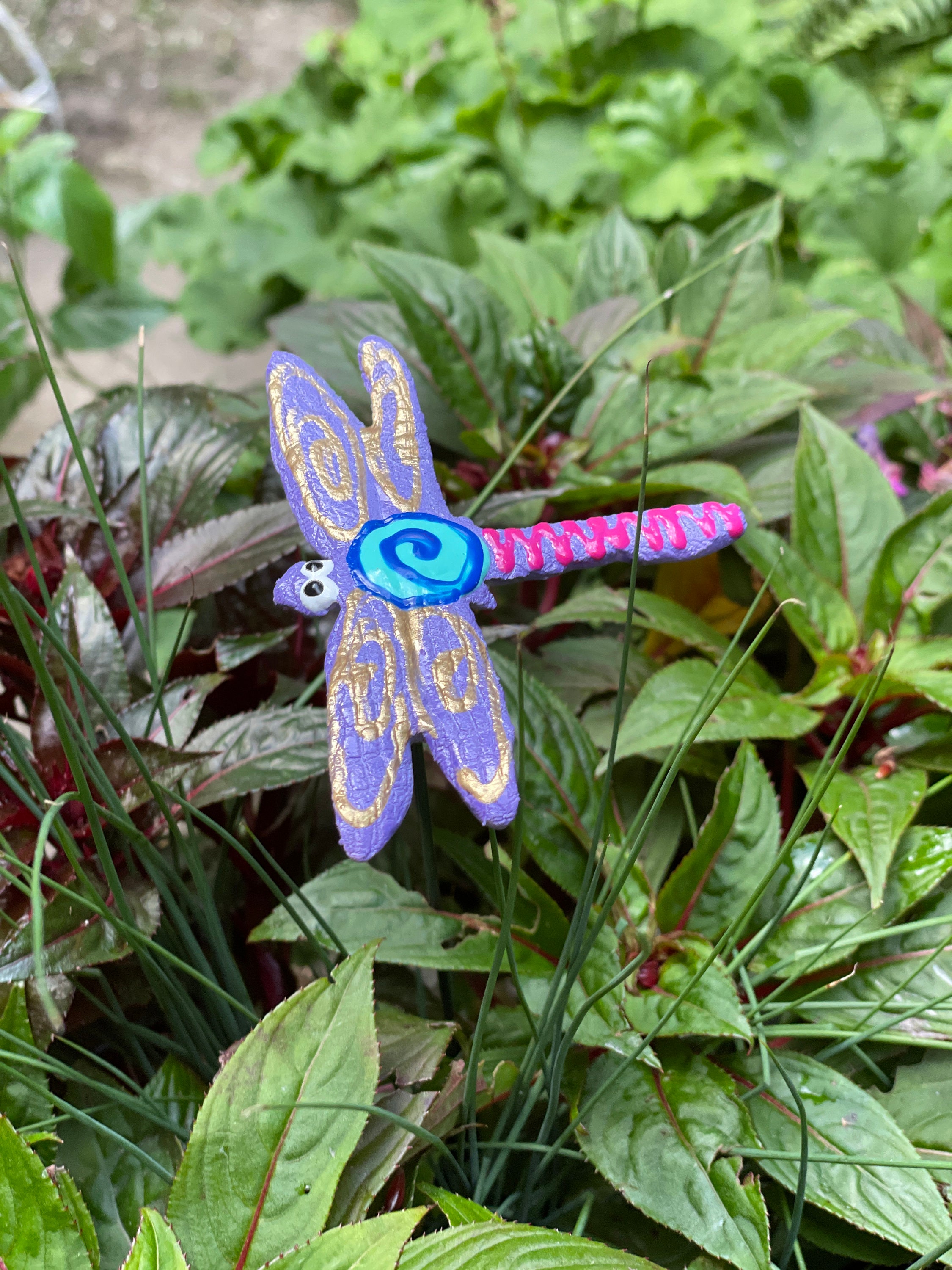 Purple Dragonfly Garden Stake