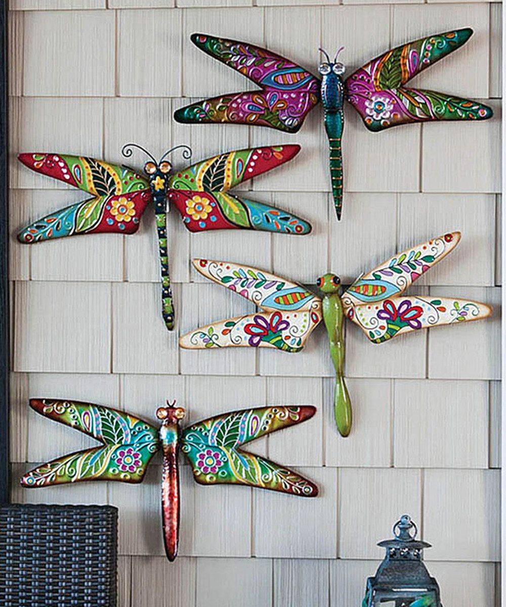 Metal Dragonfly Wall Decor Outdoor Garden Decorations Blue Etsy