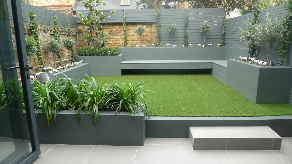 Modern Garden Design Small London Cedar Screen Grey