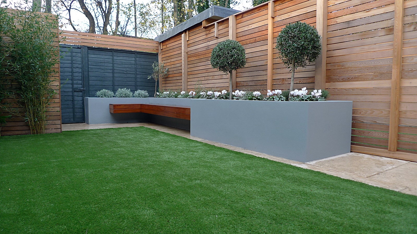 Modern Garden Design Small London Cedar Screen Grey