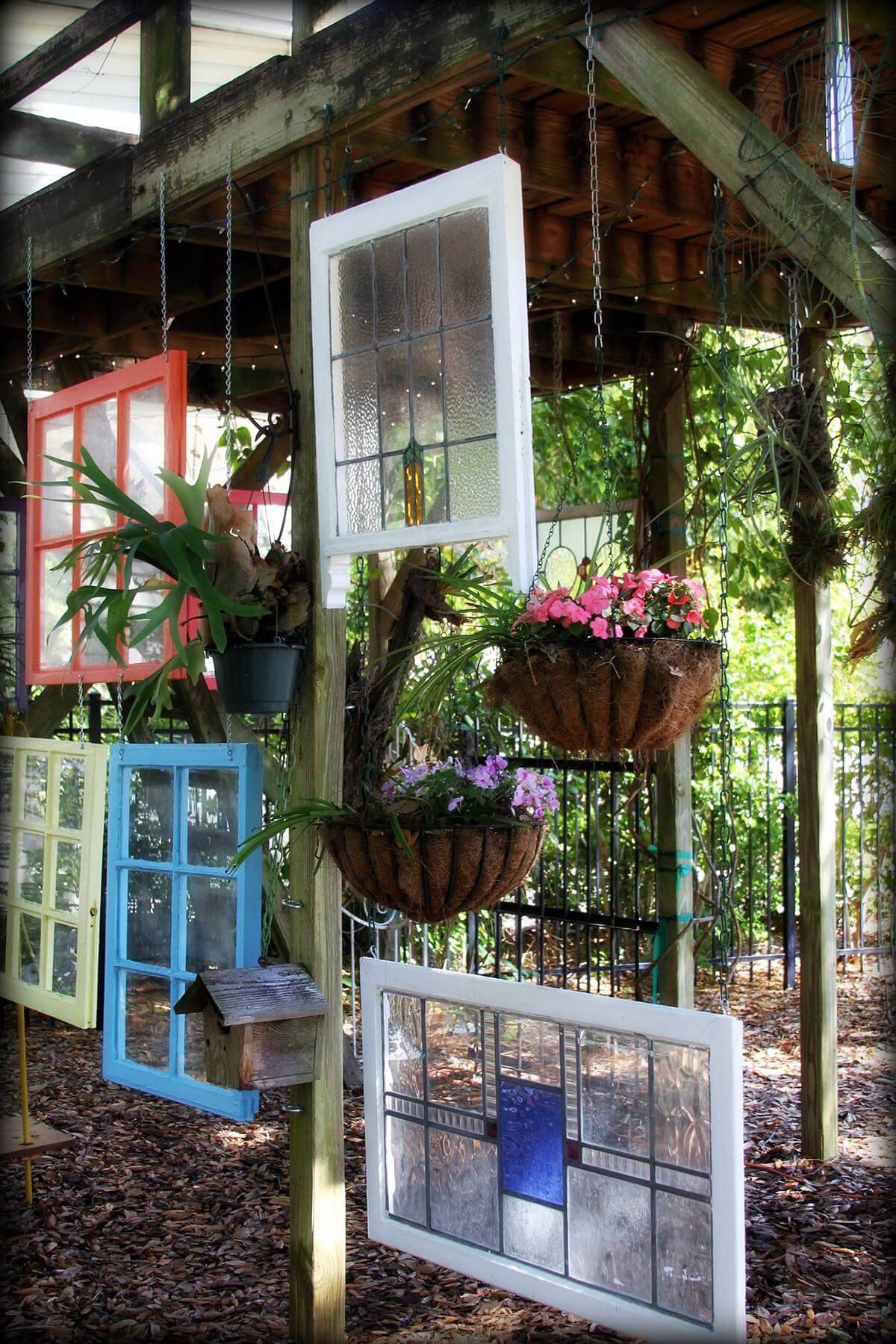 Best Old Window Outdoor Decor Ideas