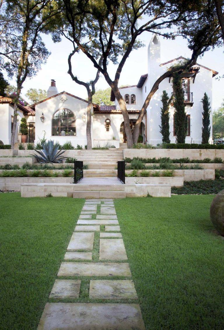 Hacienda Spanish Style Patio Backyard Landscaping Ideas Catchy