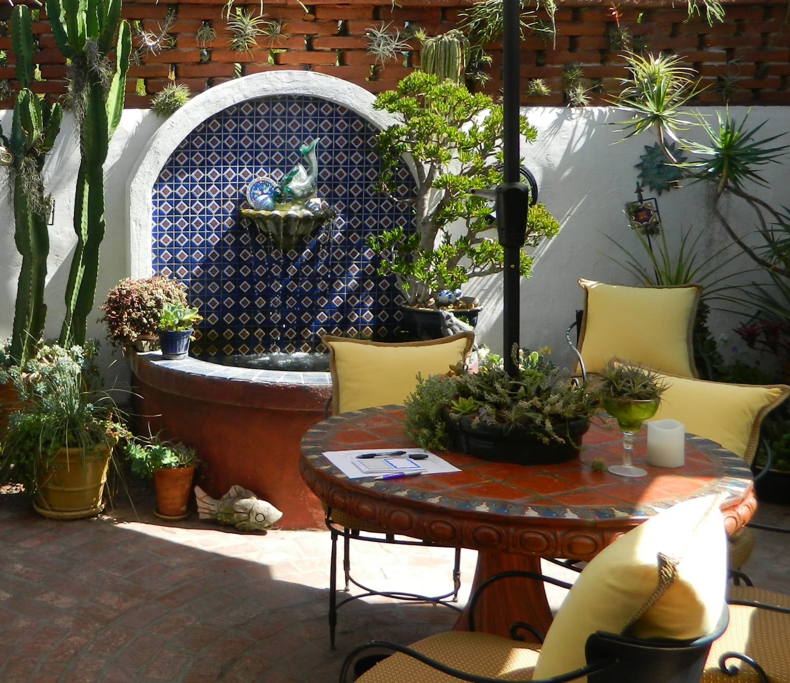 Terrace Spanish Style Patio Backyard Design Hardscaping Pond Concrete