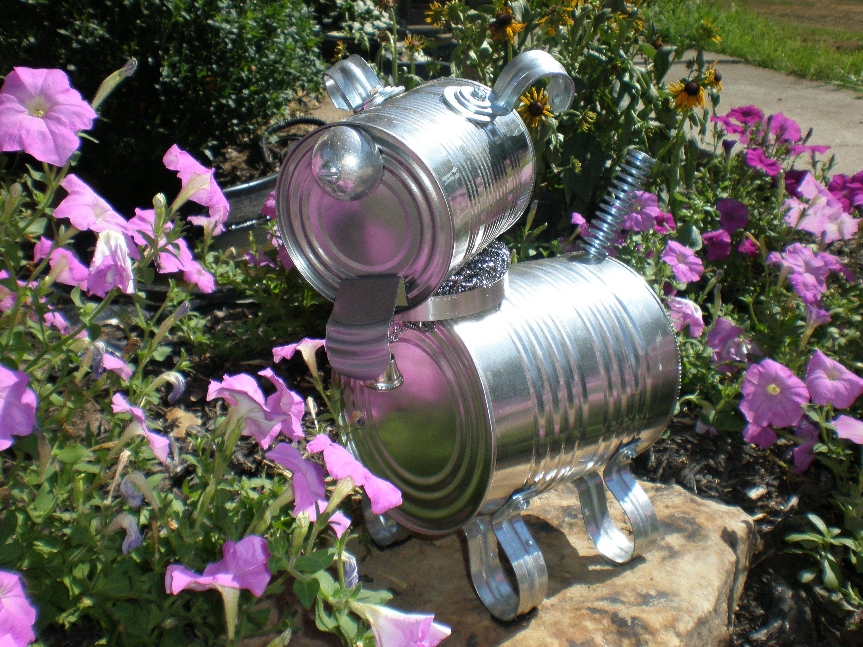 Upcycled Tin Can Man Windchime Garden Art