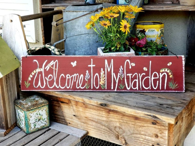 Rose Garden Rustic Wood Sign