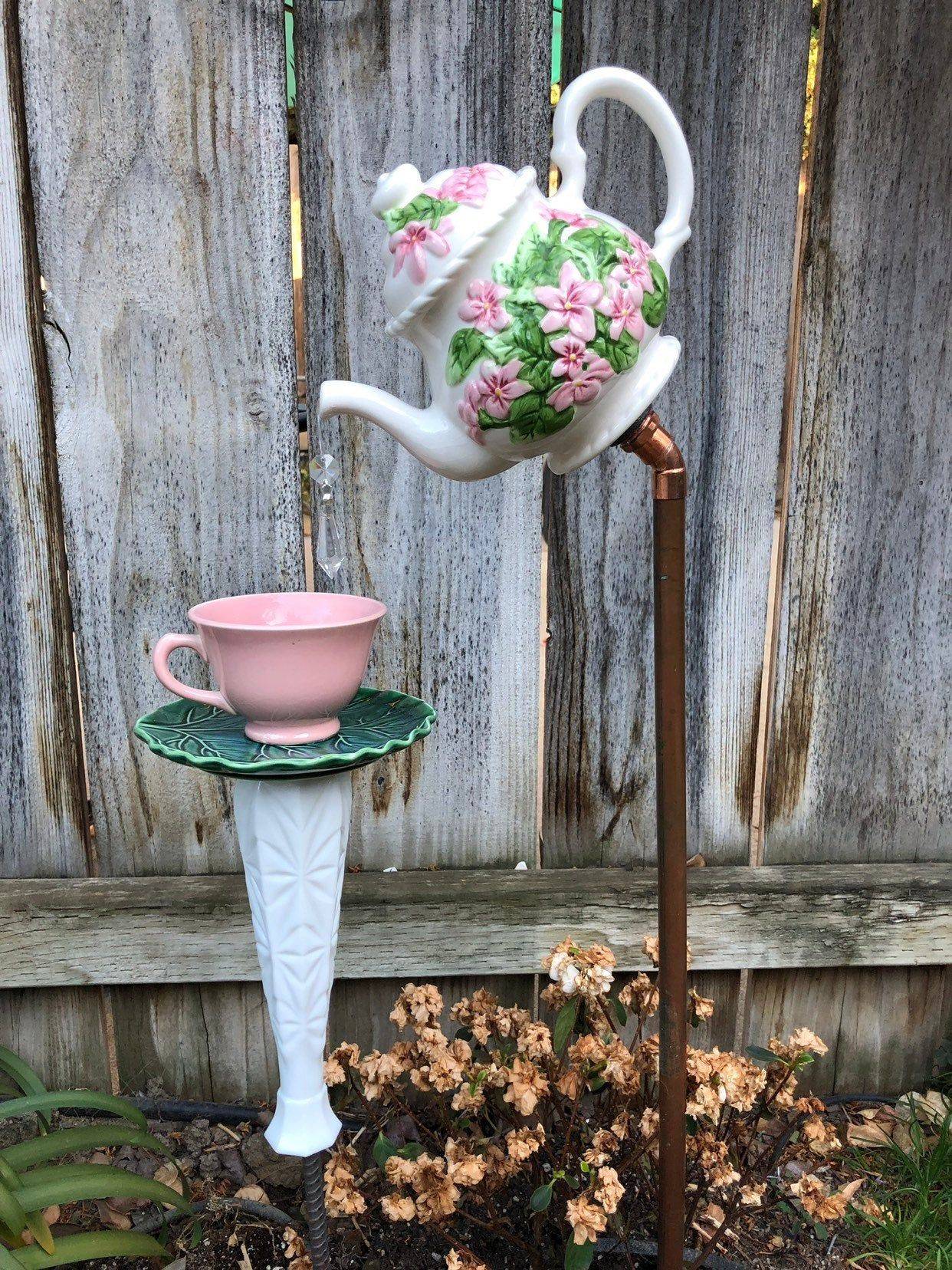 Tea Cup Garden Decor Yard Art Etsy
